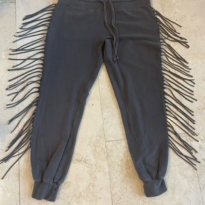 Dark grey fringe amuse society sweat pants